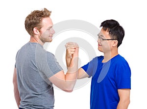 Man handshake for friendship and respect