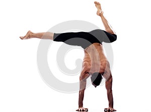 Man handstand full length gymnastic acrobatics