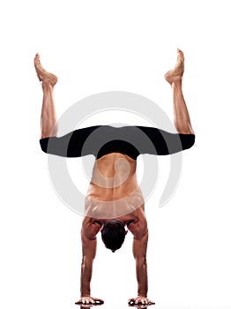 Man handstand full length gymnastic acrobatics