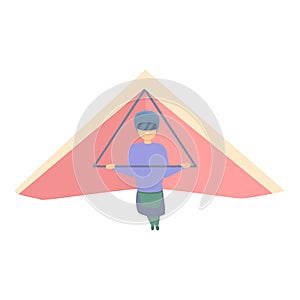 Man hang glider icon, cartoon style