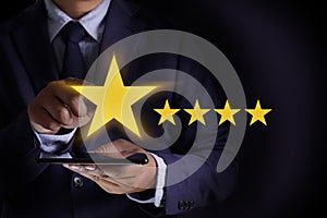 Man Happy Customer give Five Star Rating Experience Customer se