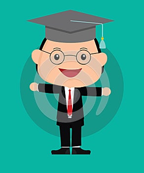 Man happy graduation with black hat and glasses