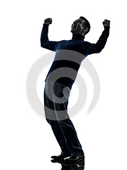 Man happy stong victorious silhouette full length photo