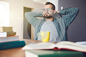 Man has break after reading work