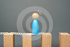 A man has encountered an insurmountable obstacle.