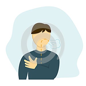 Man has shortness of breath vector illustration photo