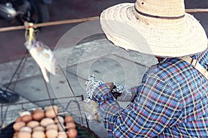 Man hat is carrying for the sale