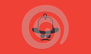 Man with hat discount label logo symbol icon vector graphic design illustration