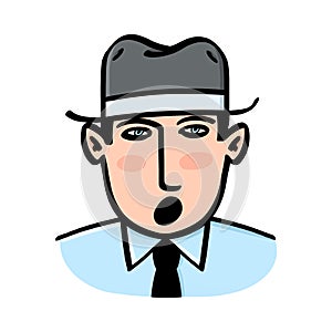 Man in a hat talking illustration
