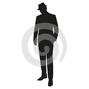 Man in hat, vector silhouette