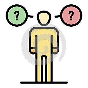 Man haves questions icon color outline vector
