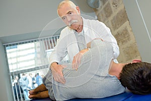 Man having back problems