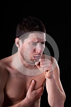 Man having bronchitis