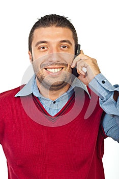Man having conversation by phone mobile
