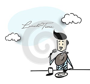 Man having dinner in a restaurant