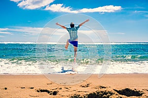 Man having fun at the beach