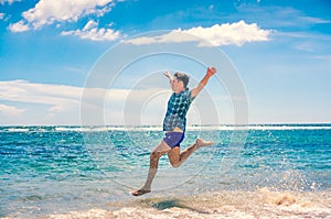 Man having fun at the beach