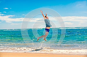 Man having fun at the beach