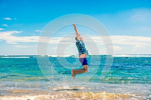 Man having fun at the beach