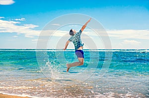 Man having fun at the beach