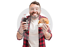 Man Having Fun During Fast Food Party