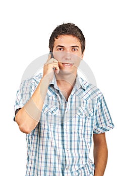 Man having a funny conversation by phone