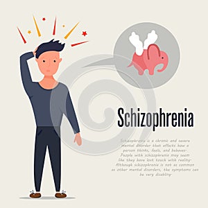 Man having hallucinations. Schizophrenia problem