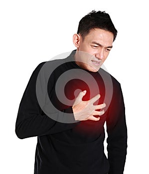 Man having a heart attack,broken heart.