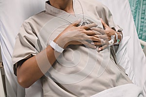 Man having heart attack .Healthcare and medical concept