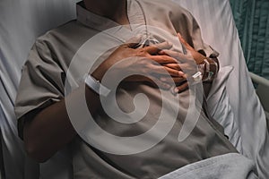 Man having heart attack .Healthcare and medical concept