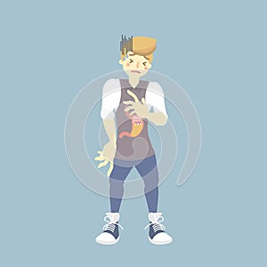 man having heartburn stomach gerd gastroesophageal acid reflux disease health care concept photo
