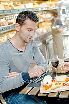 Man having meal partner out shot