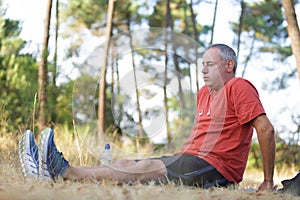 Man having pause from exercise