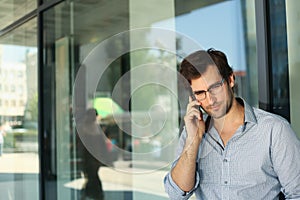 Man having phone conversation