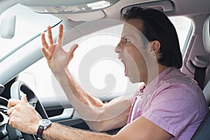 Man having road rage