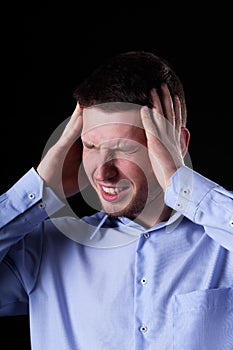Man having severe headache