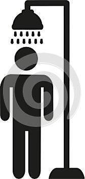 Man having a shower pictogram