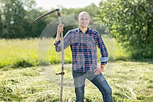 Man on haymaking