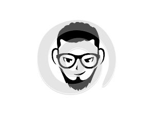 Man head with beard and glasses Brille und Bart for logo design