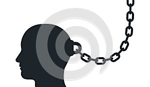 Man head chained - vector illustration