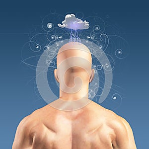 Man with Head in clouds