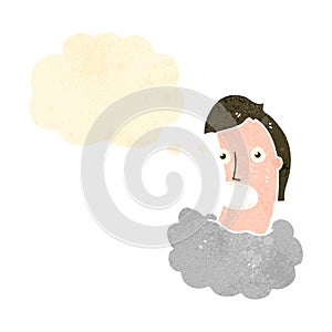 man with head in clouds cartoon