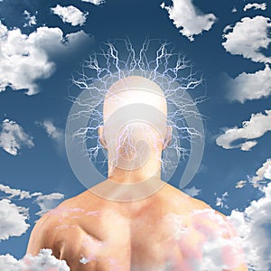 Man with Head in clouds