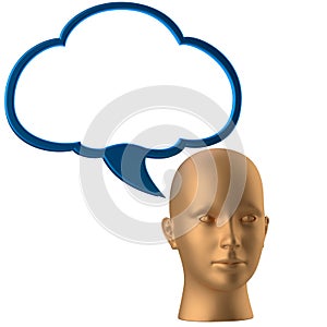 Man head and drawing cloud