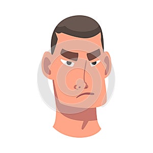 Man Head with Frown as Facial Expression Vector Illustration