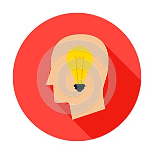 Man Head Lamp Circle Icon