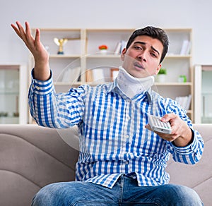 Man with a head neck spine trauma wearing a neck brace cervical