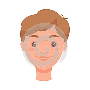 Man Head Showing Happy Face Expression and Emotion Smiling Front Vector Illustration