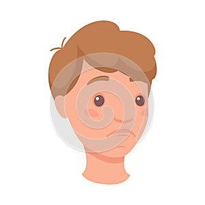 Man Head Showing Sad Face Expression and Emotion of Unhappiness Half-turned Vector Illustration