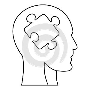 Man head silhouette with puzzle piece icon